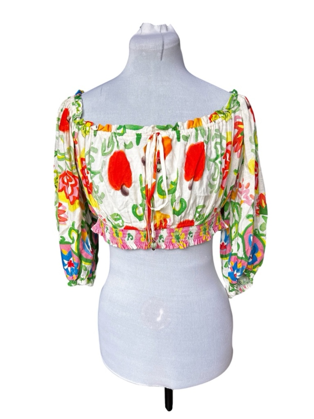 Farm Rio Off The Shoulder Tropical Floral Crop Top Size L - Picture 5 of 13